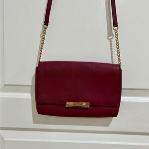 kate spade Wine Red Crossbody with Gold Chain Trim